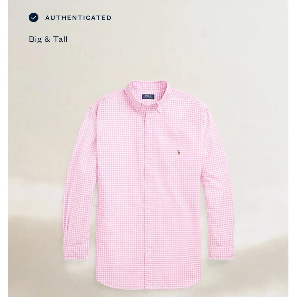 Polo Ralph Lauren Pink Checkered Long Sleeve Sport Shirt Men's Size 3XLT NWT